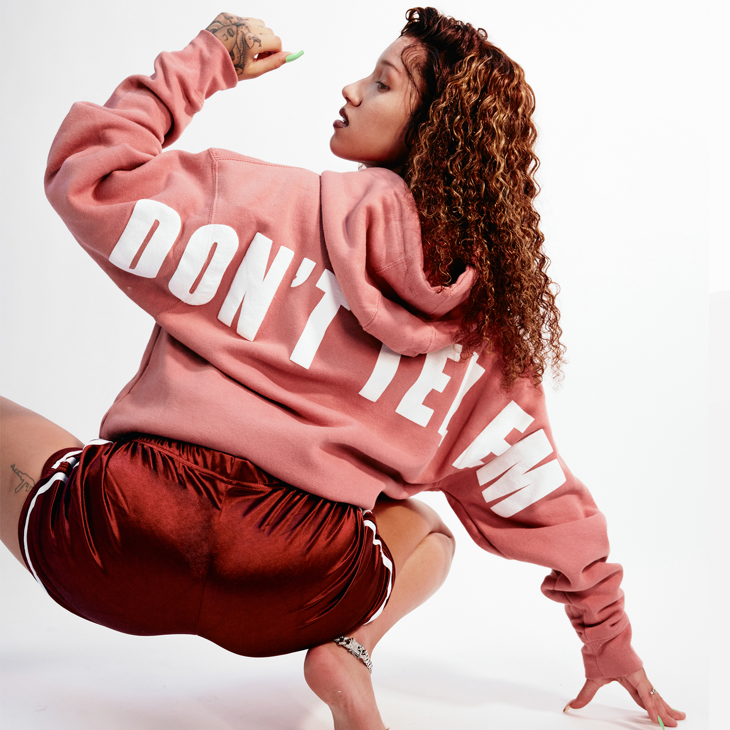 Don't Tell 'Em Puff Print Hoodie - Pink