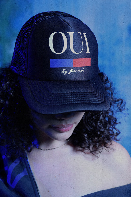 Oui Black Trucker Hat